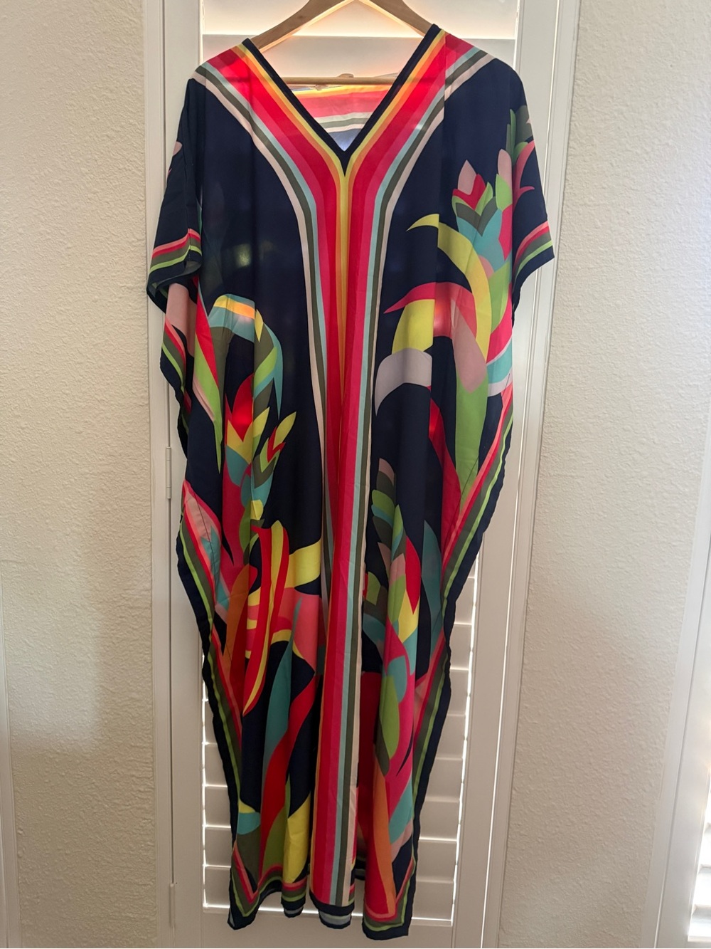 Vibrant Multicolor Abstract Silk swim coverup ONE SIZE FITS MOST